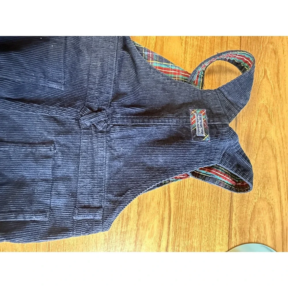 Blue Corduroy Overalls by Jojo Maman Bebe‎ Size 2/3 Years. Tartan Plaid Accents
